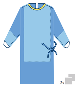 Хірургічні халати (SMS) посилені, Standard plus + 2 абсорбуючі рушники 30х30см ALPHAtex